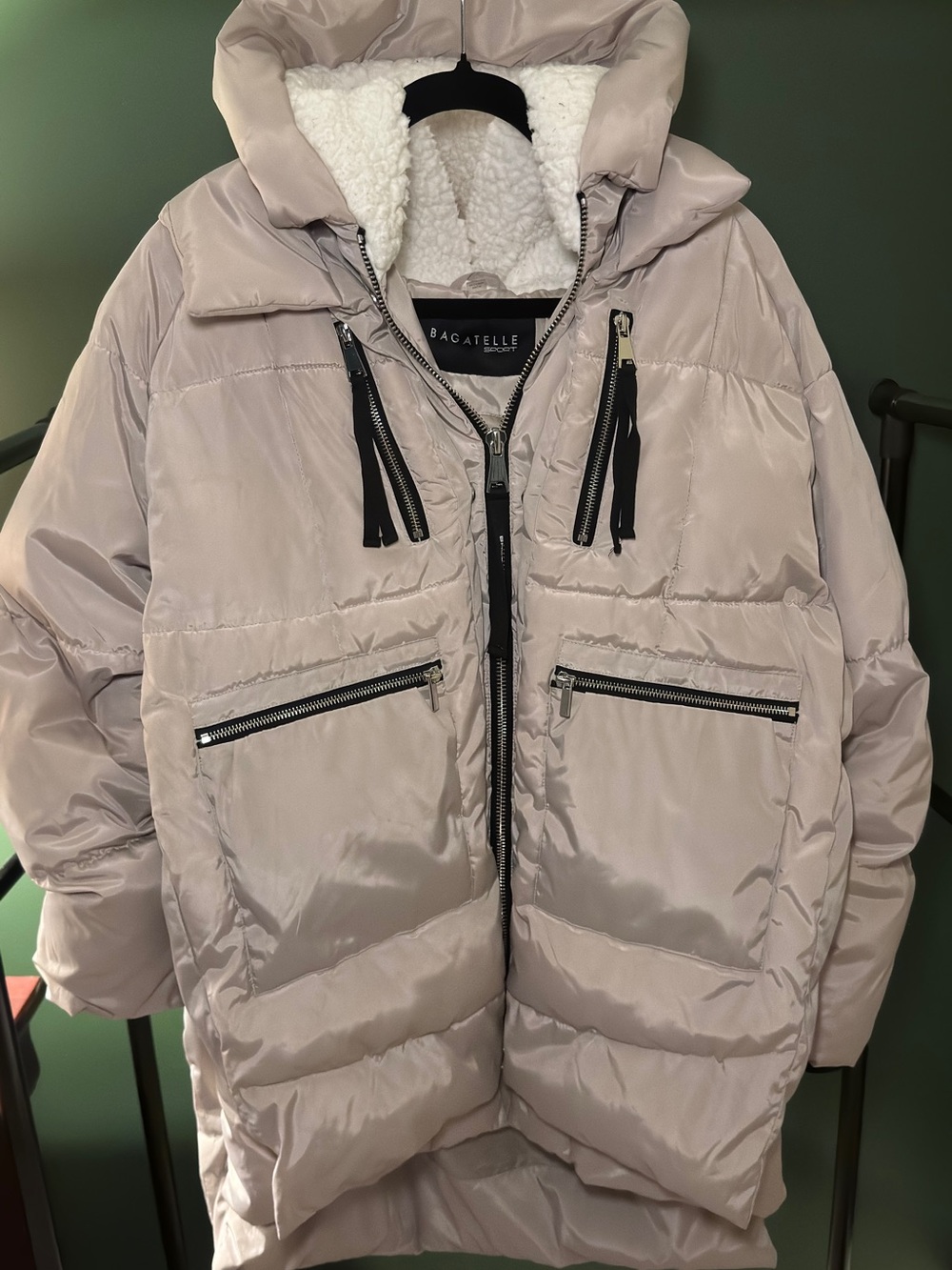 BAGATELLE Women’s Beige Winter Puffer Coat with Sherpa Hood